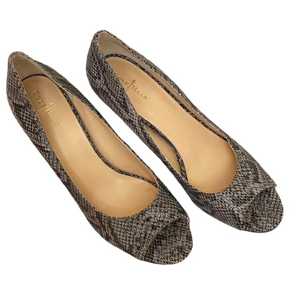 Cole Haan Nike Air Snakeskin Peep-Toe Heels in Gray Black Size 10B - Picture 4 of 7